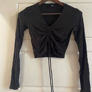 Wild Fable Black Ruched Crop Top